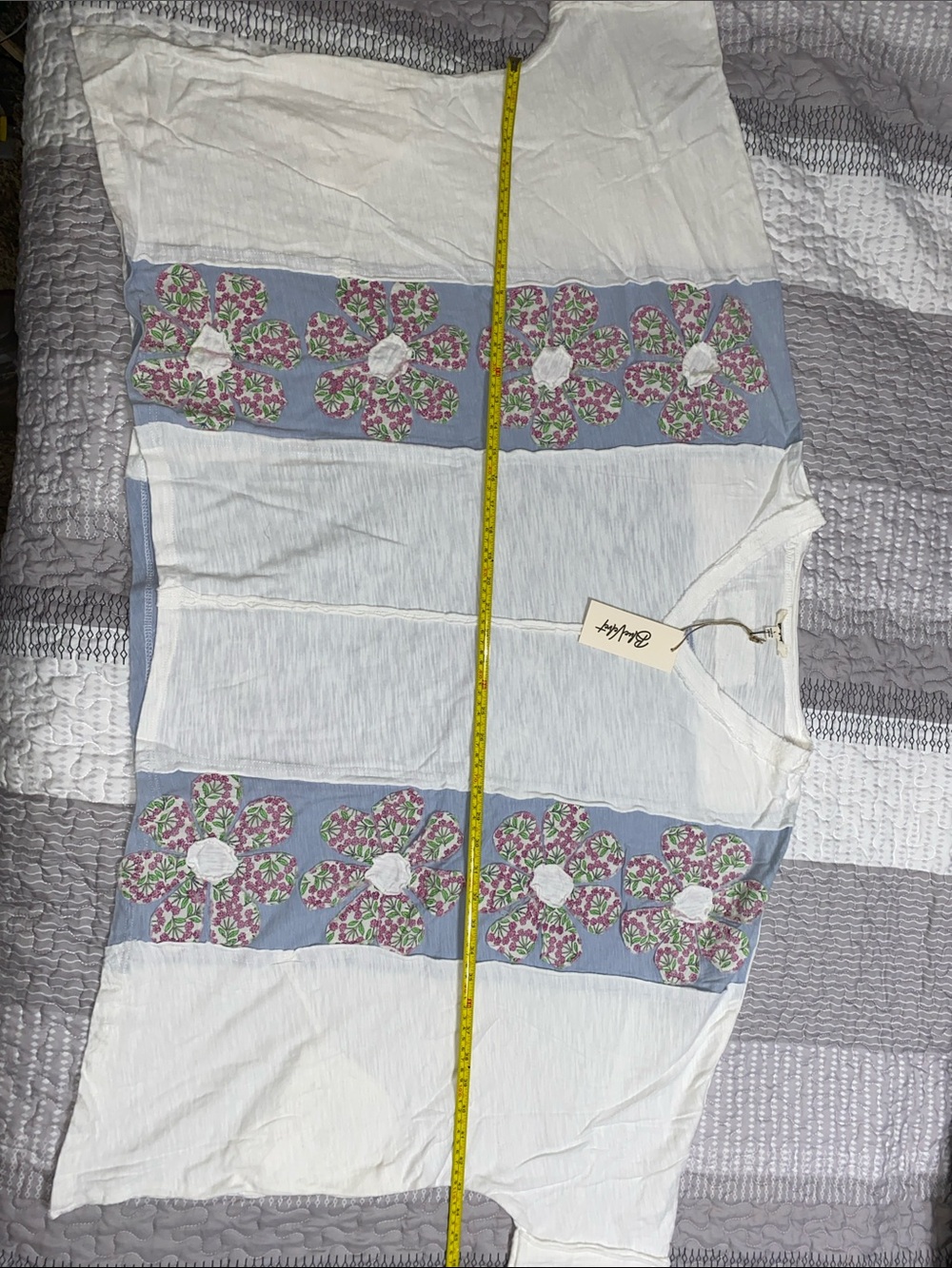 Women’s Floral Patchwork Boho Oversized Poncho/ V-Neck top- BlueVelvet- NWT - Picture 7 of 10